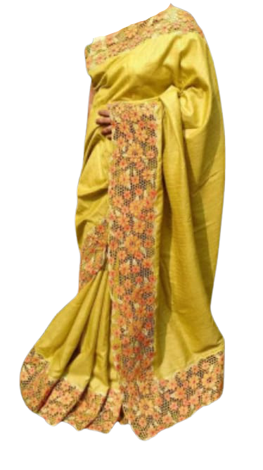 Tussar Silk Hand Embroidery Cutwork SILKZONE