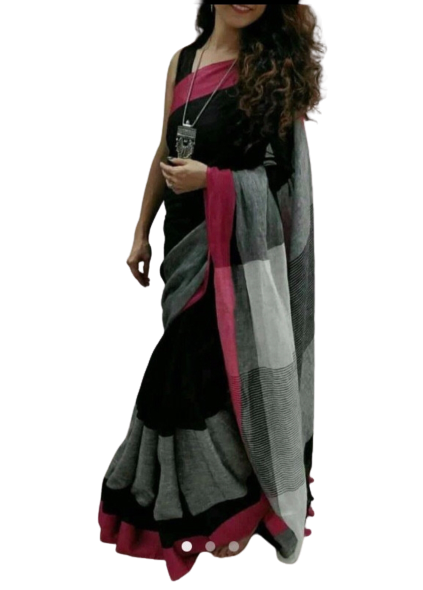 Pure Linen Saree M J HANDLOOMS