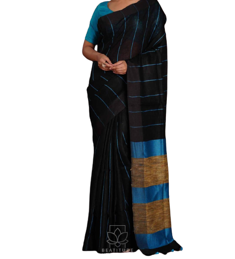 Pure Linen Saree M J HANDLOOMS