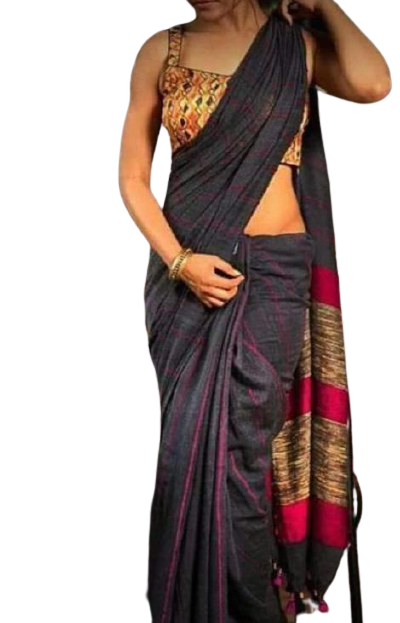 Pure Linen Saree M J HANDLOOMS