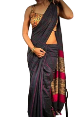 Pure Linen Saree M J HANDLOOMS