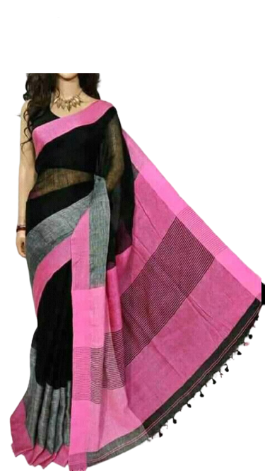 Pure Linen Saree M J HANDLOOMS