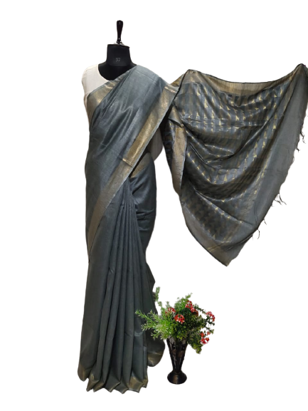 Organza Linen Cutwork Saree M J HANDLOOMS