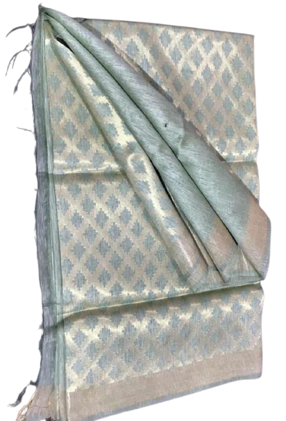 Organza Linen Cutwork Saree M J HANDLOOMS