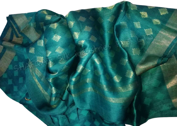 Organza Linen Cutwork Saree M J HANDLOOMS
