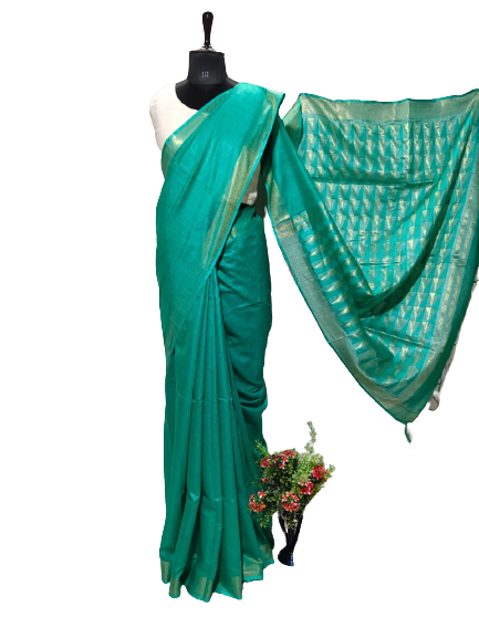 Organza Linen Cutwork Saree M J HANDLOOMS
