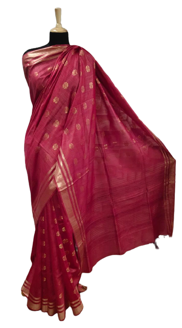 Tussar Munga Silk Zari Butta Saree HIND SILK