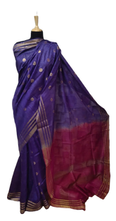 Tussar Munga Silk Zari Butta Saree HIND SILK