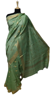 Tussar Munga Silk Zari Butta Saree HIND SILK
