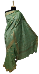 Tussar Munga Silk Zari Butta Saree HIND SILK