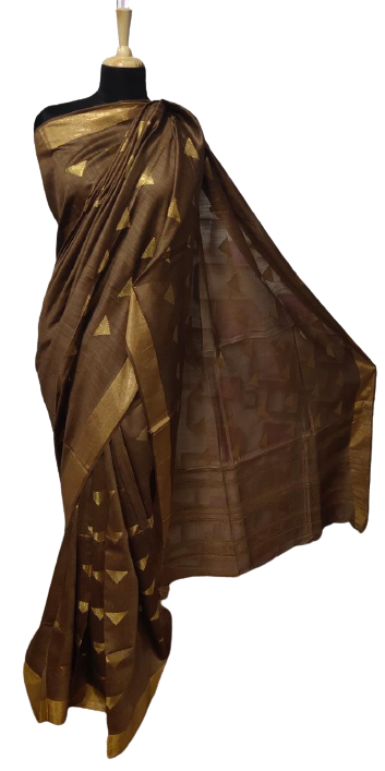 Tussar Munga Silk Zari Butta Saree HIND SILK
