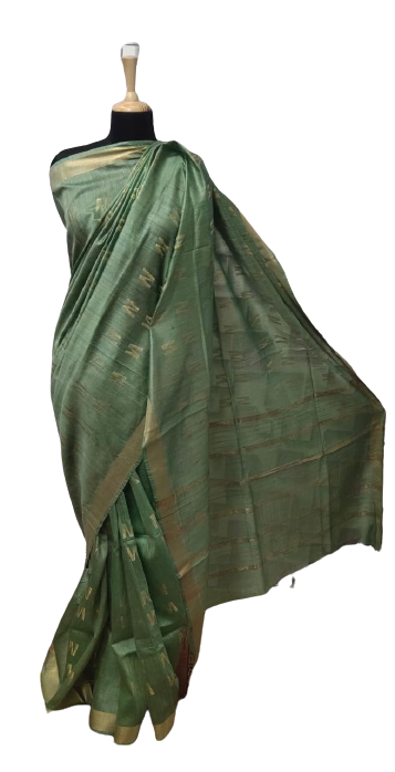 Tussar Munga Silk Zari Butta Saree HIND SILK