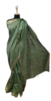 Tussar Munga Silk Zari Butta Saree HIND SILK