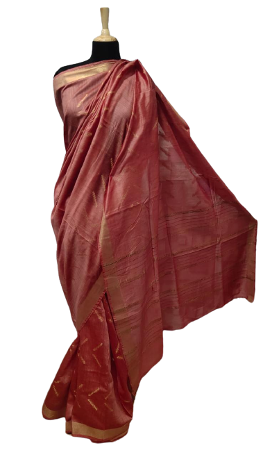 Tussar Munga Silk Zari Butta Saree HIND SILK