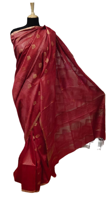 Tussar Munga Silk Zari Butta Saree HIND SILK