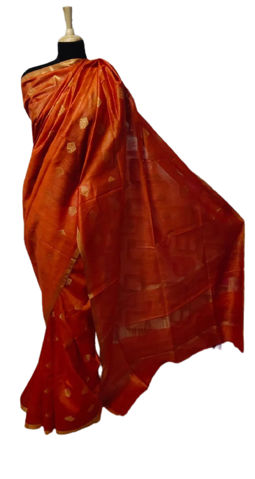 Tussar Munga Silk Zari Butta Saree HIND SILK
