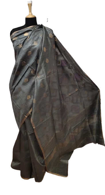Tussar Munga Silk Zari Butta Saree HIND SILK