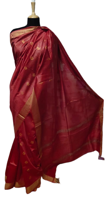 Tussar Munga Silk Zari Butta Saree HIND SILK