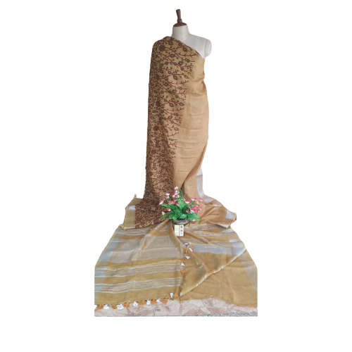 Pure Linen Embroidery Saree SILK ZONE