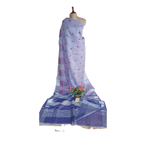 Pure Linen Embroidery Saree SILK ZONE