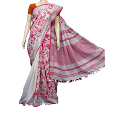 Pure Linen Embroidery Saree SILK ZONE