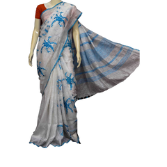 Pure Linen Embroidery Saree SILK ZONE