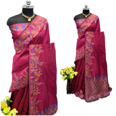 Handloom Raw Silk Weaving Saree M J HANDLOOM