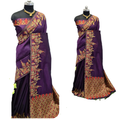 Handloom Raw Silk Weaving Saree M J HANDLOOM