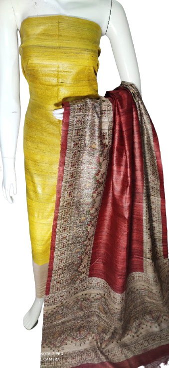 Tussar Madhubani Print Suit SILK ZONE