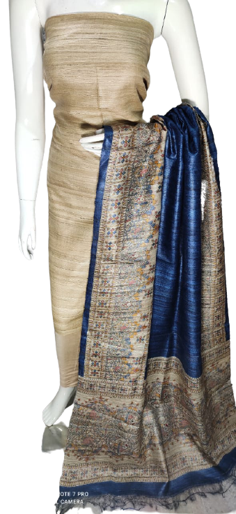 Tussar Madhubani Print Suit SILK ZONE