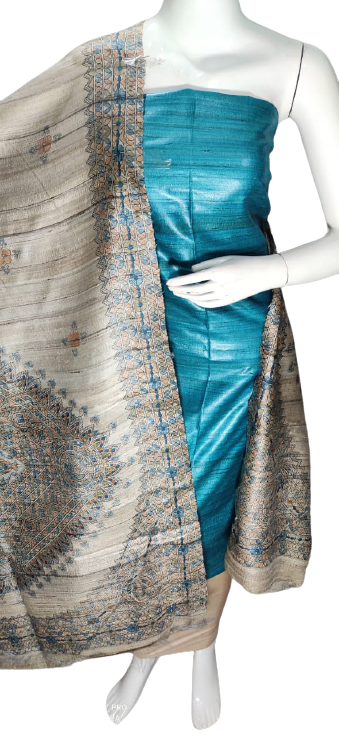Tussar Madhubani Print Suit SILK ZONE