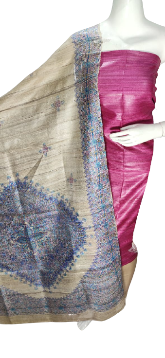 Tussar Madhubani Print Suit SILK ZONE