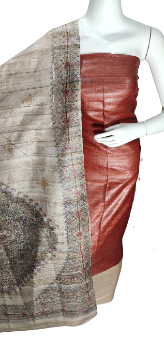 Tussar Madhubani Print Suit SILK ZONE