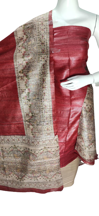 Tussar Madhubani Print Suit SILK ZONE