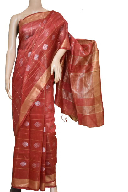 Organza Silk Linen Saree M J HANDLOOM