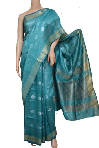 Organza Silk Linen Saree M J HANDLOOM