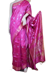 Organza Silk Linen Saree M J HANDLOOM