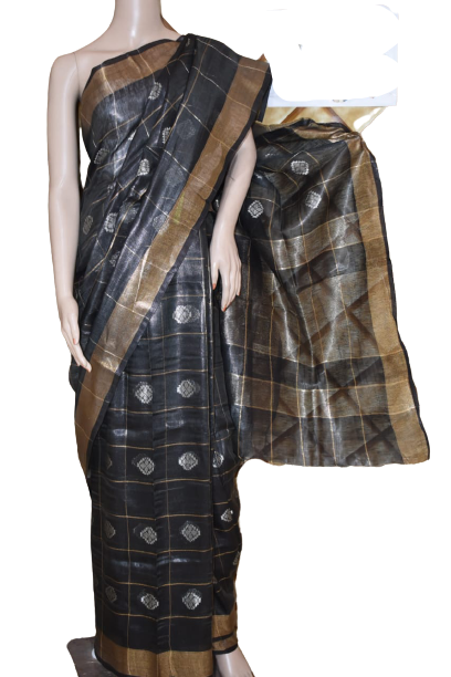 Organza Silk Linen Saree M J HANDLOOM