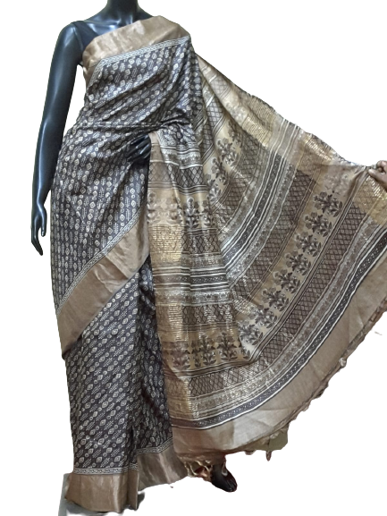 Pure Tussar Silk print saree