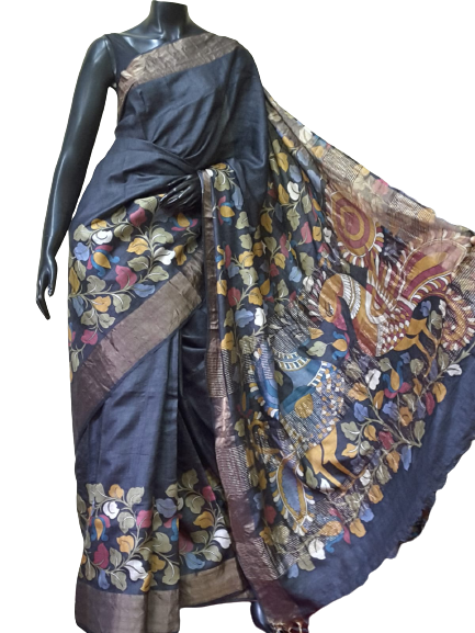 Pure Tussar Silk print saree
