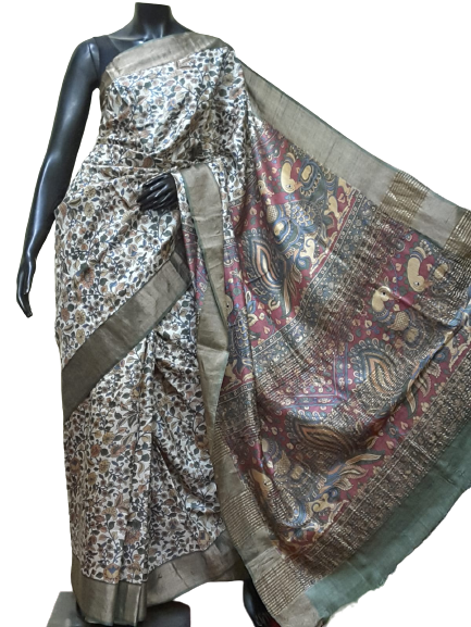 Pure Tussar Silk print saree