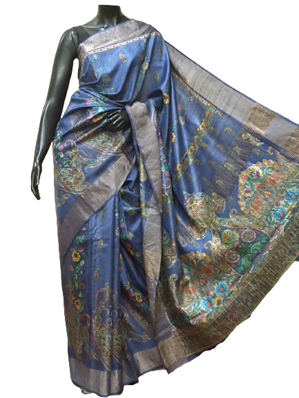 Pure Tussar Silk print saree