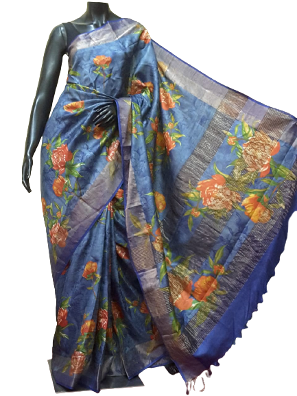 Pure Tussar Silk print saree