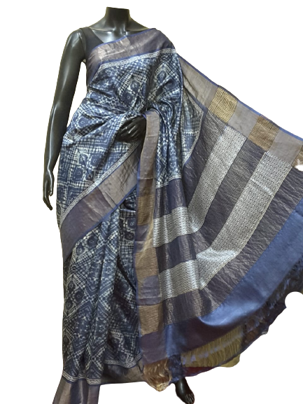 Pure Tussar Silk print saree