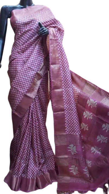 Pure Tussar Silk print saree