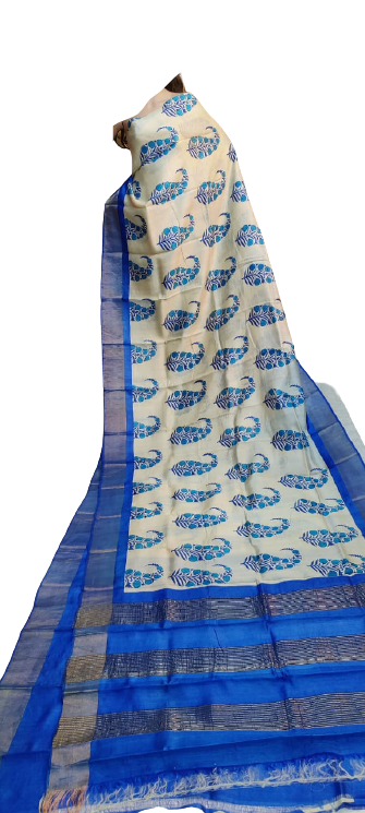 Pure Tussar Silk print saree
