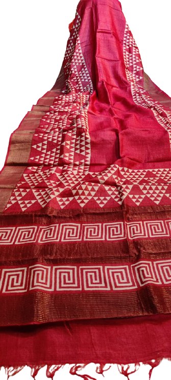 Pure Tussar Silk print saree