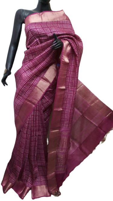 Pure Tussar Silk print saree