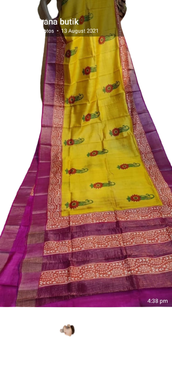 Pure Tussar Silk print saree