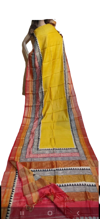 Pure Tussar Silk print saree